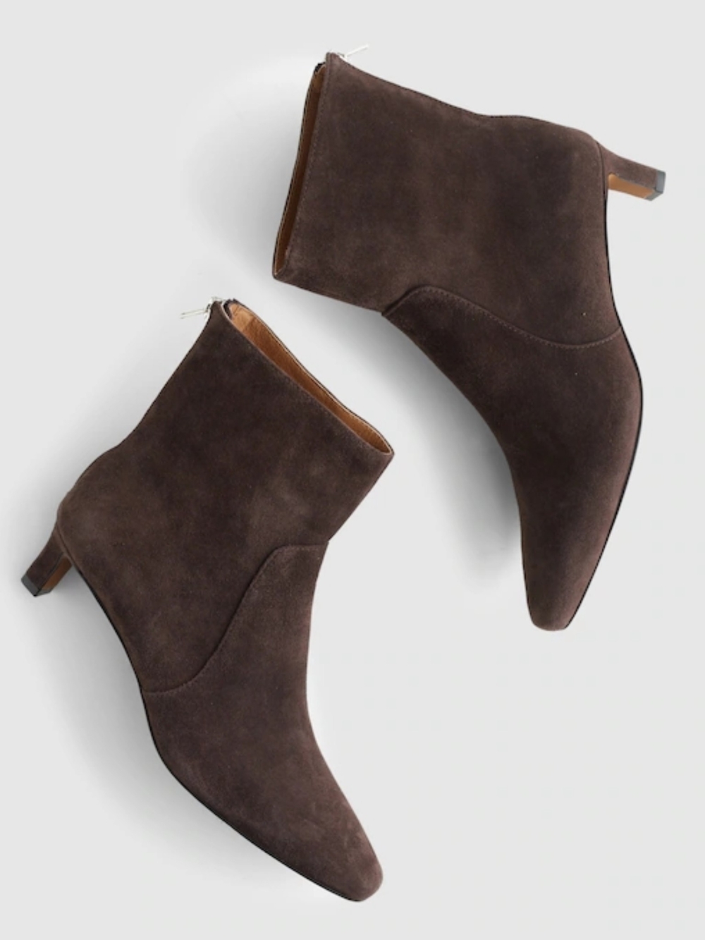 New! Madewell The Dimes Kitten-Heel Boot in Suede Dark Roast 7